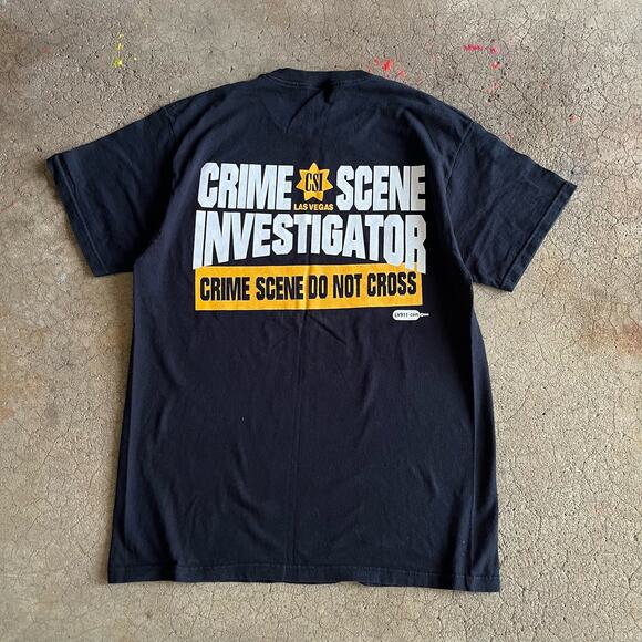 Vintage Y2K CSI Las Vegas Black T-Shirt Crime Scene Investigator Tee 2003 - Picture 1 of 8